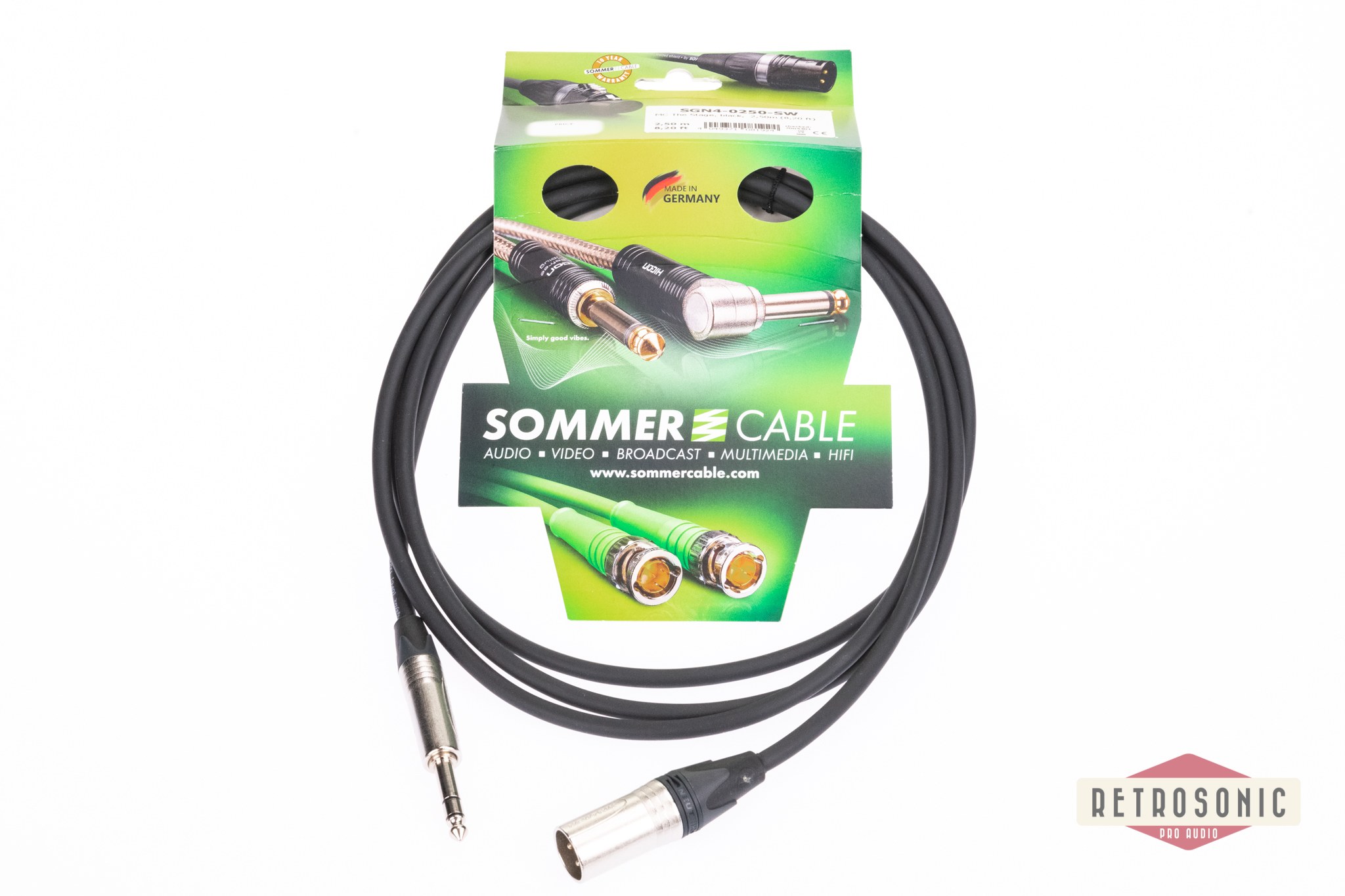 Sommer Microphone Cable Stage 22 Highflex, 2 x 0,22 mm² | XLR-M / jack, NEUTRIK, 2.5m, black